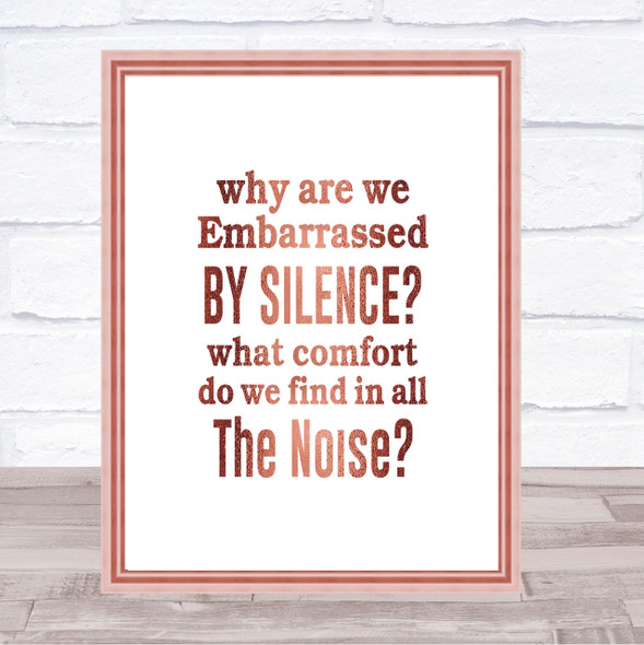Silence Quote Print Poster Rose Gold Wall Art