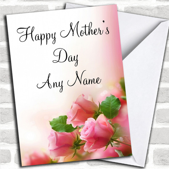 Beautiful Soft Pink Pastel Roses Personalized Mother's Day Card