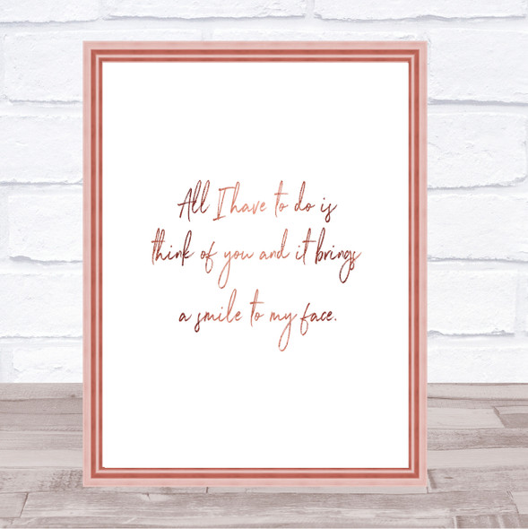 Smile To My Face Quote Print Poster Rose Gold Wall Art