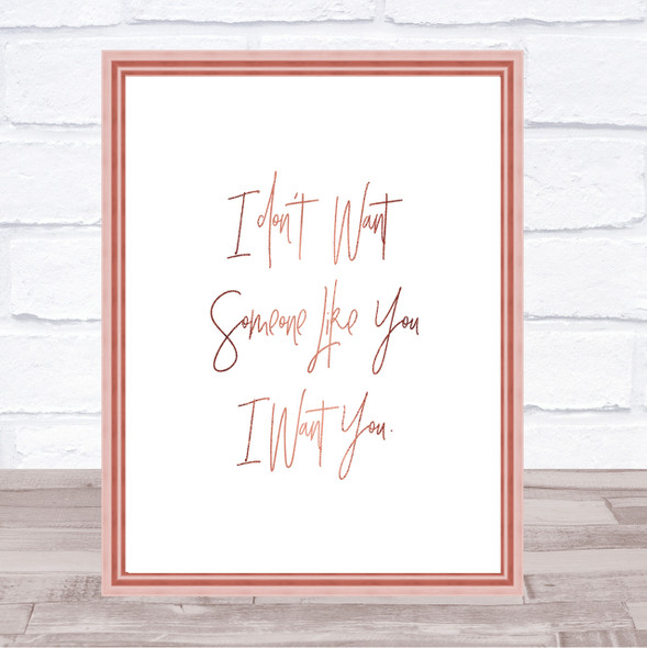 Someone Like You Quote Print Poster Rose Gold Wall Art