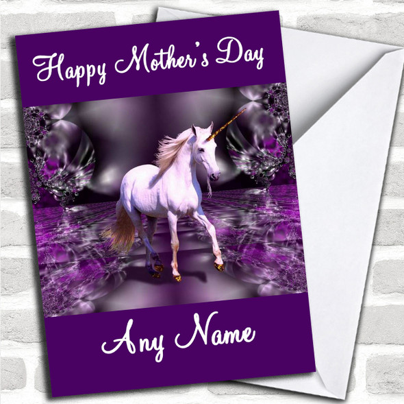 Purple Unicorn Personalized Mother's Day Card