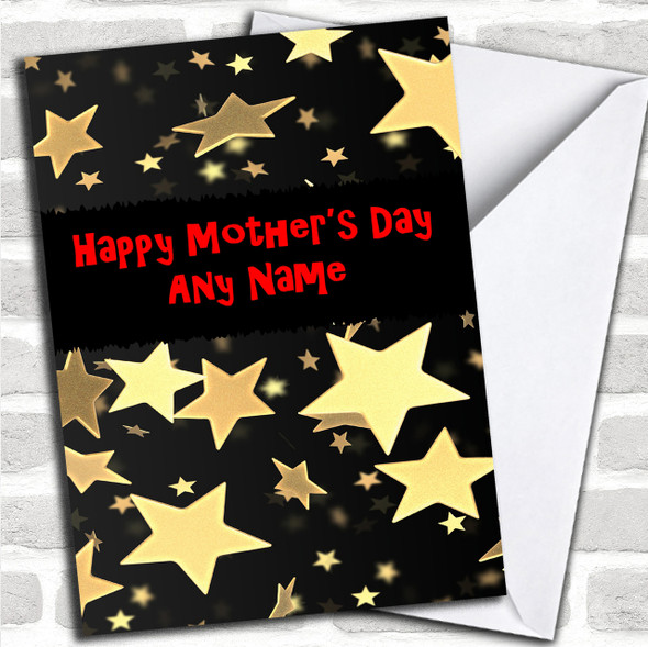 Black And Gold Stars Personalized Mother's Day Card