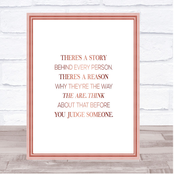 Story Behind Every Person Quote Print Poster Rose Gold Wall Art