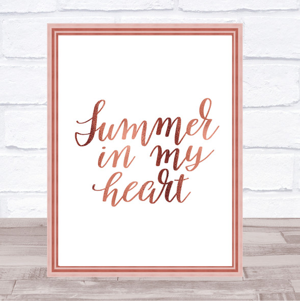 Summer In Heart Quote Print Poster Rose Gold Wall Art
