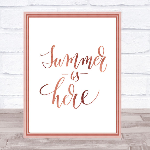 Summer Is Here Quote Print Poster Rose Gold Wall Art