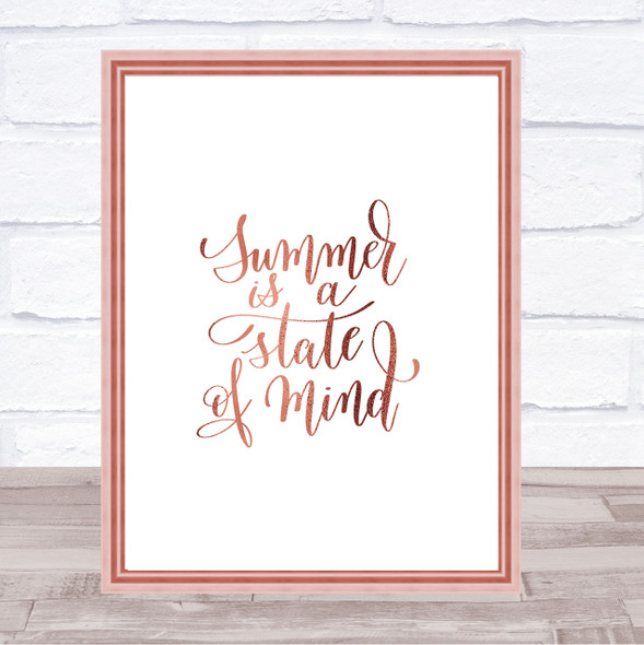 Summer State Of Mind Quote Print Poster Rose Gold Wall Art