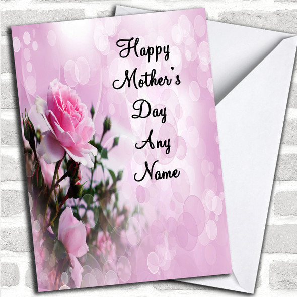 Pale Pretty Pink Rose Personalized Mother's Day Card