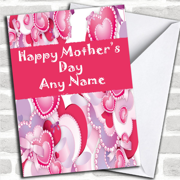 Pink And Lilac Hearts Personalized Mother's Day Card