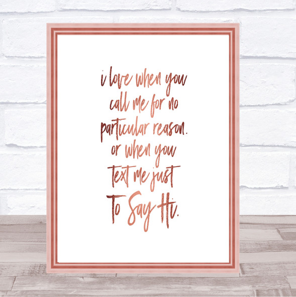 Text To Say Hi Quote Print Poster Rose Gold Wall Art