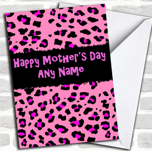 Pink Leopard Print Personalized Mother's Day Card