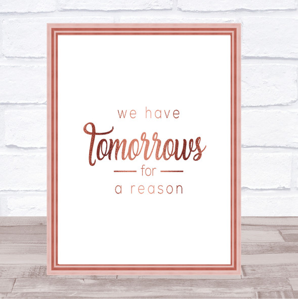 Tomorrows Quote Print Poster Rose Gold Wall Art
