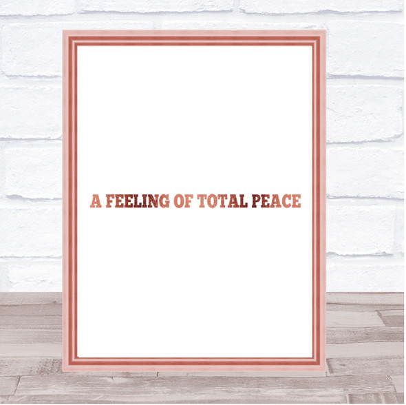 Total Peace Quote Print Poster Rose Gold Wall Art