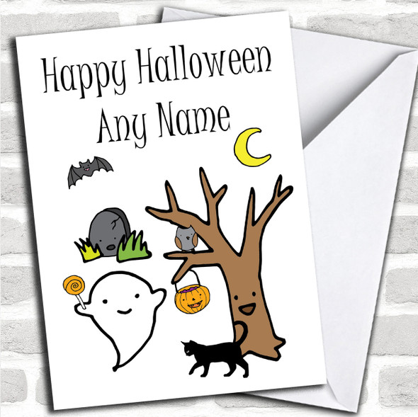 Ghostly Characters Personalized Halloween Card