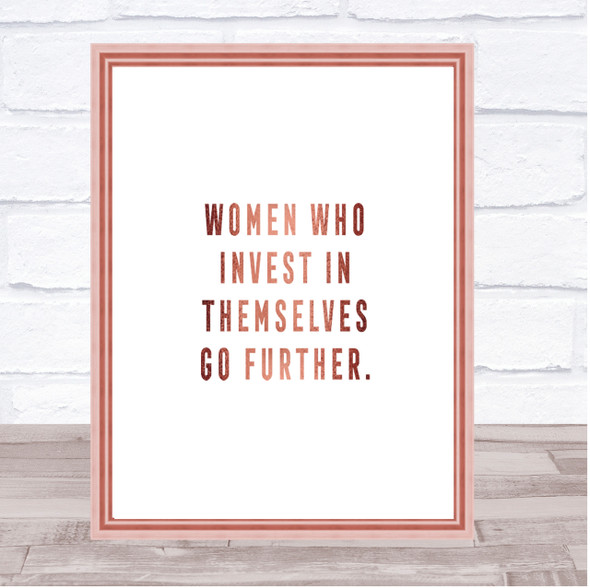 Women Who Invest Quote Print Poster Rose Gold Wall Art