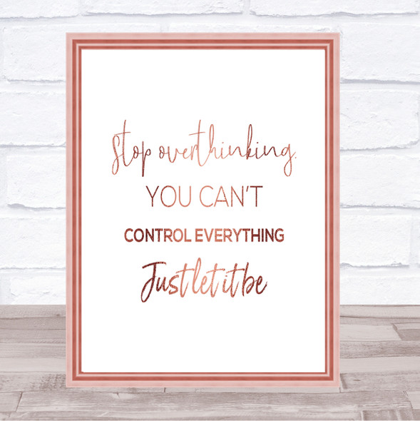 Cant Control Everything Quote Print Poster Rose Gold Wall Art