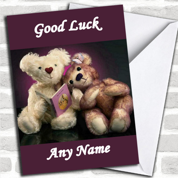 Purple Teddy Bears Personalized Good Luck Card