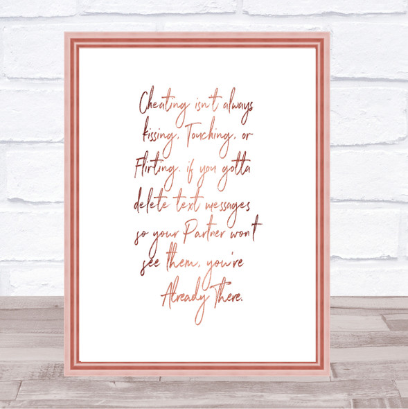 Cheating Quote Print Poster Rose Gold Wall Art