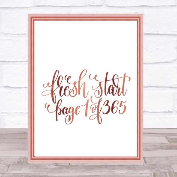Christmas Fresh Start Quote Print Poster Rose Gold Wall Art