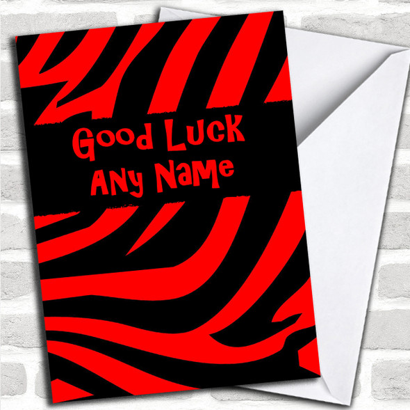 Red Tiger Print Personalized Good Luck Card