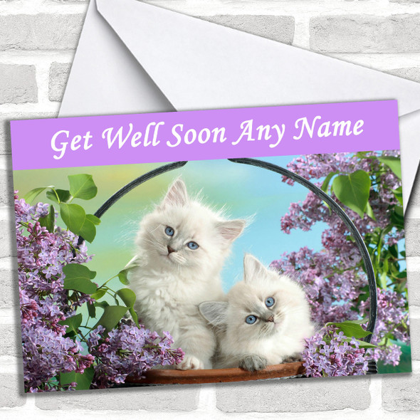 White Kittens Personalized Get Well Soon Card