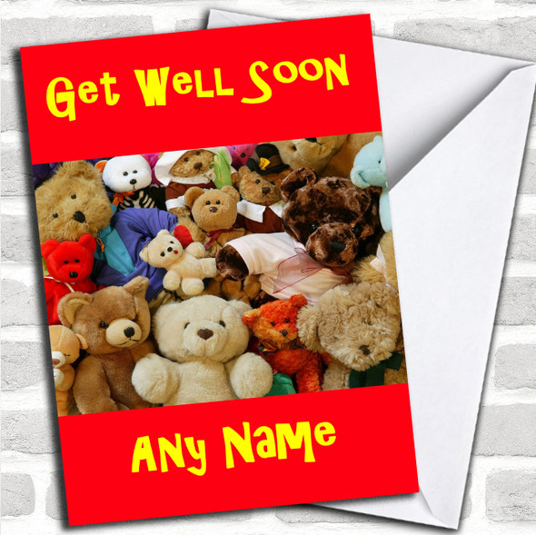Personalised Watercolour Poorly Bear Get Well Soon Card