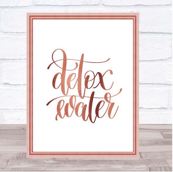 Detox Water Quote Print Poster Rose Gold Wall Art