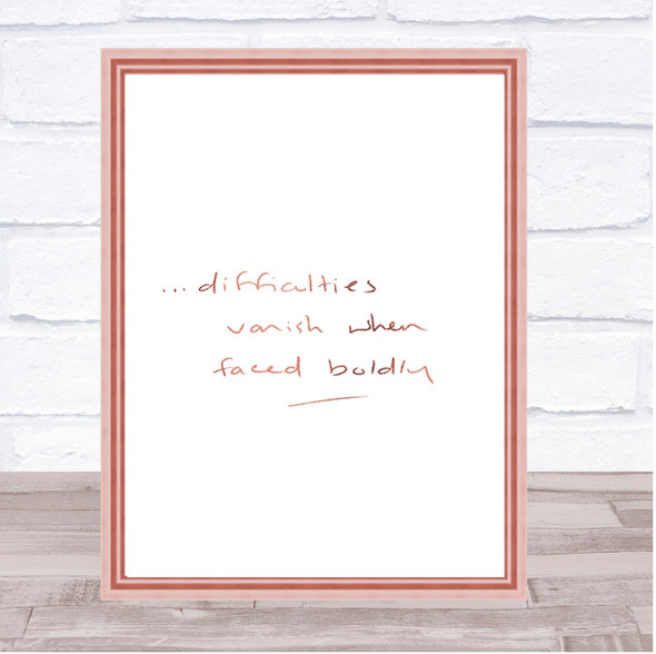 Difficulties Quote Print Poster Rose Gold Wall Art