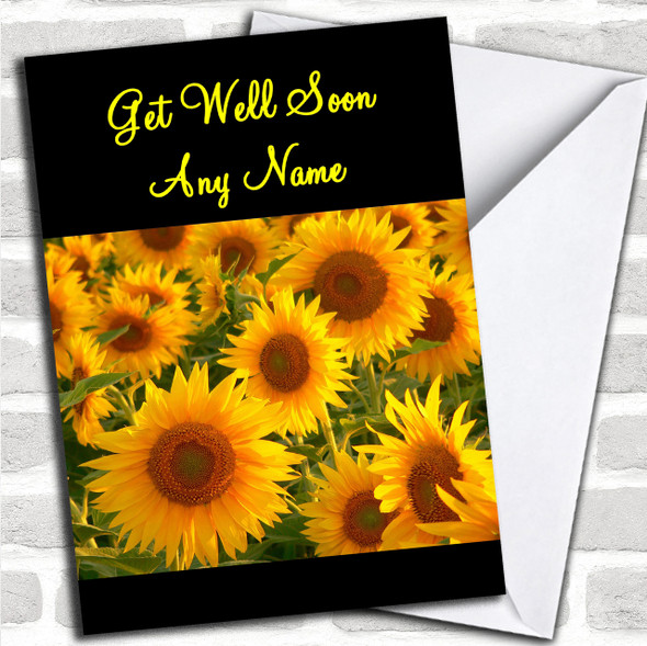 Beautiful Sunflowers Personalized Get Well Soon Card