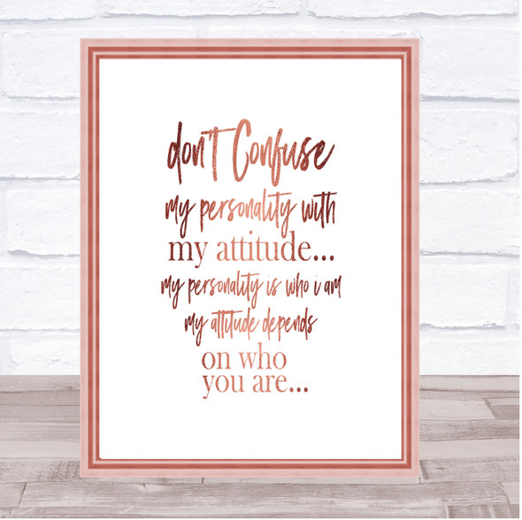 Don't Confuse Quote Print Poster Rose Gold Wall Art