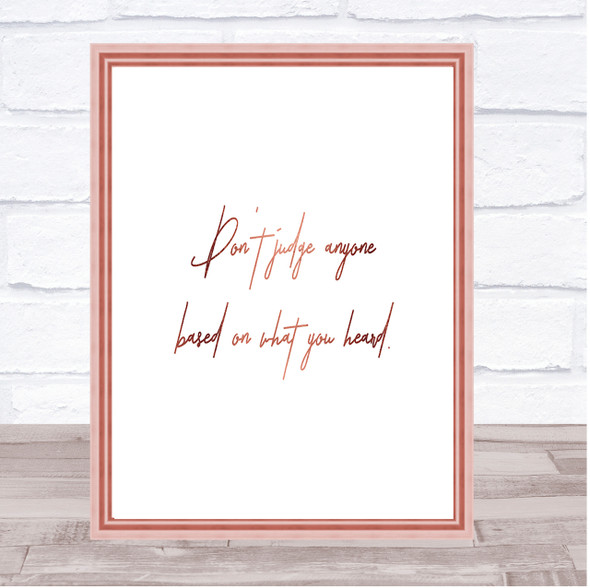 Don't Judge Others Quote Print Poster Rose Gold Wall Art