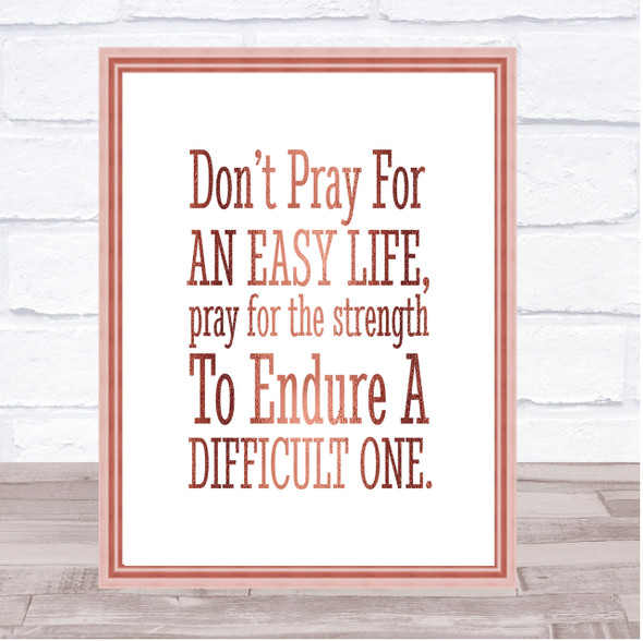 Don't Pray Quote Print Poster Rose Gold Wall Art