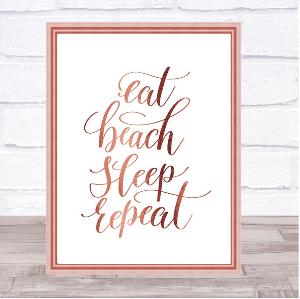 Eat Beach Repeat Quote Print Poster Rose Gold Wall Art