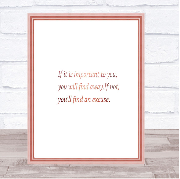 Find A Way Quote Print Poster Rose Gold Wall Art