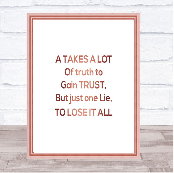 Gain Trust Quote Print Poster Rose Gold Wall Art