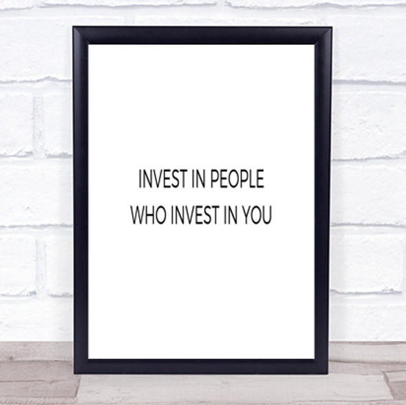 Invest In People Quote Print Poster Typography Word Art Picture