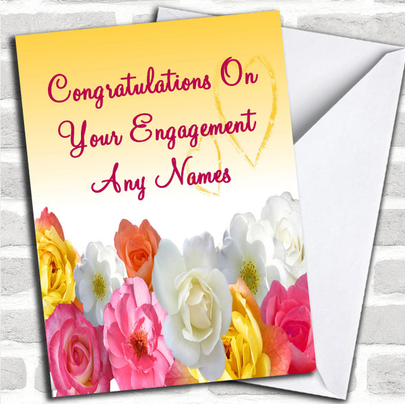 Yellow Flowers Romantic Personalized Engagement Card