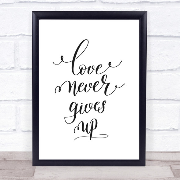 Love Never Gives Up Quote Print Poster Typography Word Art Picture