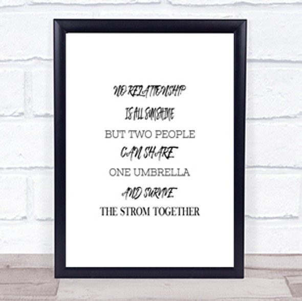 One Umbrella Quote Print Poster Typography Word Art Picture