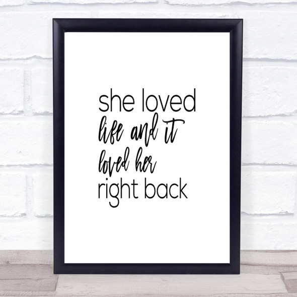 She Loved Life Quote Print Poster Typography Word Art Picture