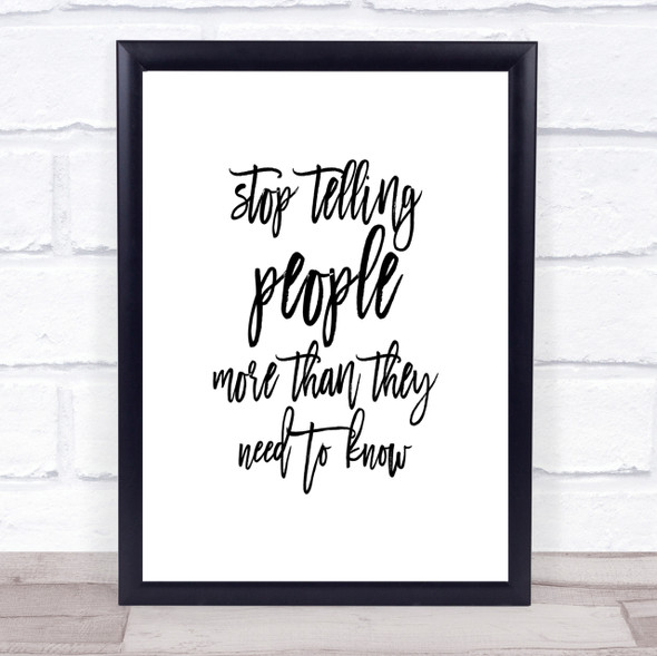 Telling People Quote Print Poster Typography Word Art Picture