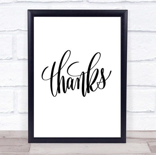 Thanks Quote Print Poster Typography Word Art Picture
