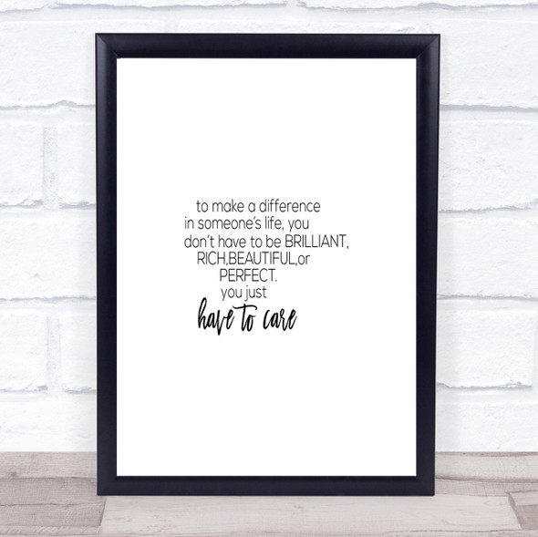 To Make A Difference Quote Print Poster Typography Word Art Picture