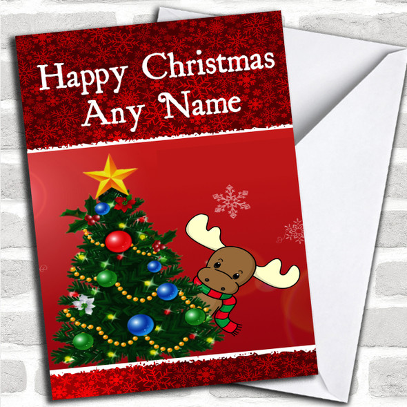 Cheeky Reindeer Christmas Card Personalized
