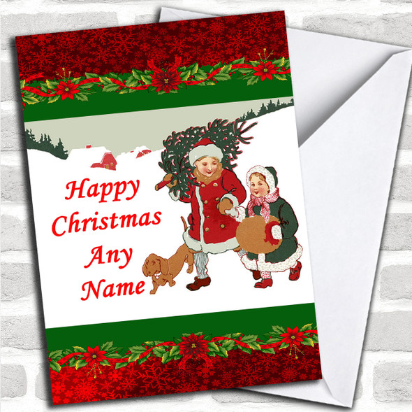 Two Girls Christmas Card Personalized