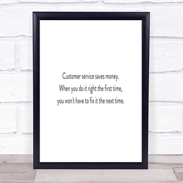 Customer Service Saves Money Quote Print Poster Typography Word Art Picture