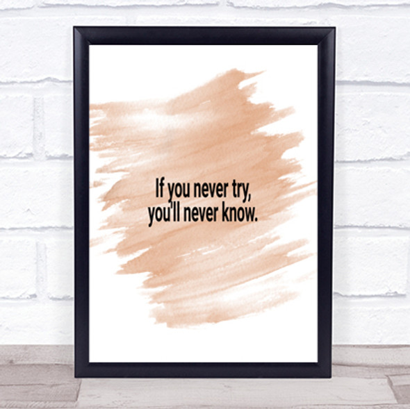 You'll Never Know If You Never Try Quote Poster Print Wall Art