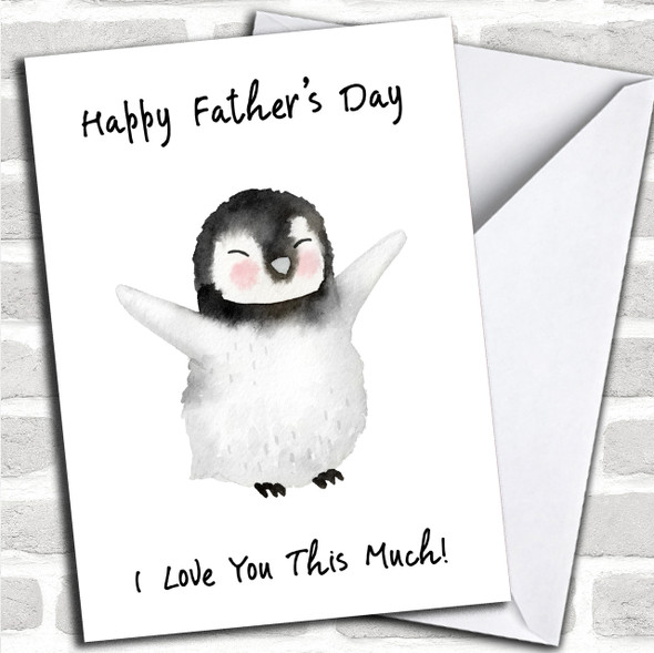 Cute Love You Penguin Personalized Father's Day Card