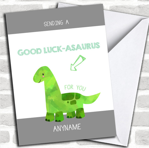 Funny Dinosaur Personalized Good Luck Card