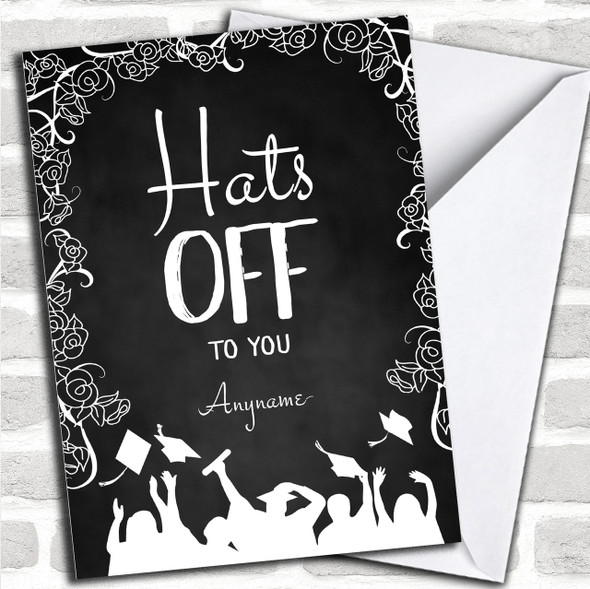 Classic Chalk Hats Off Personalized Graduation Card