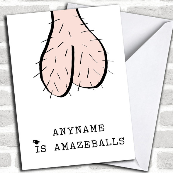 Funny Rude Amaze Balls Personalized Graduation Card